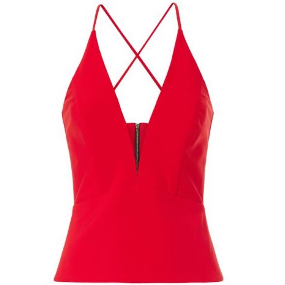 Michelle Mason Red Deep V Top